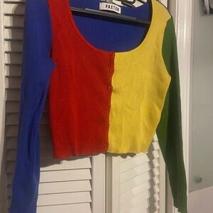 Akira/paxton Color Block Cropped Cardigan size medium
